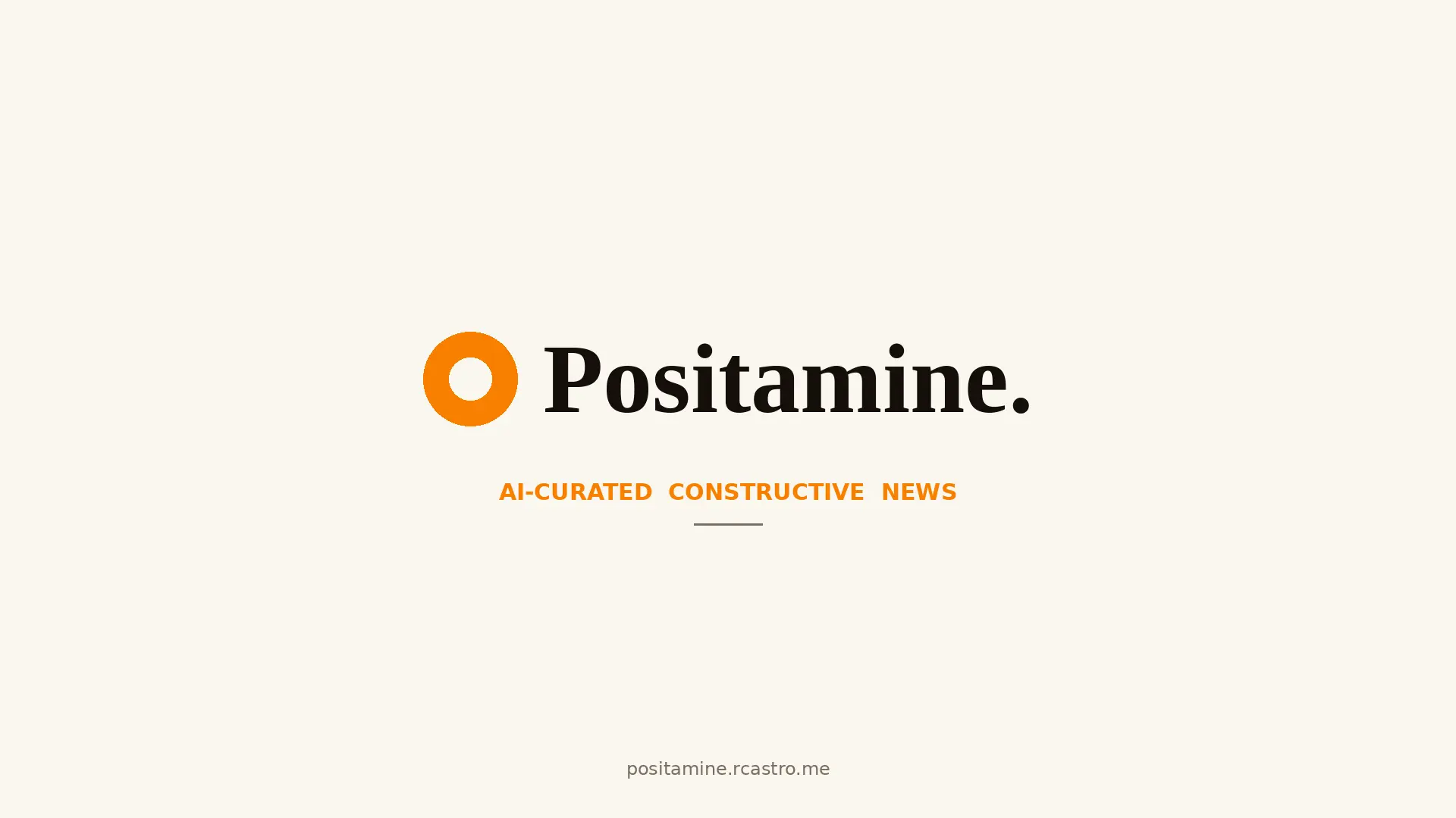 Positamine landing page with the ring logo and subscribe form for AI-curated constructive news